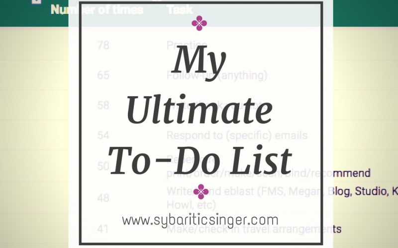 Sybaritic Singer | My Ultimate To-Do List